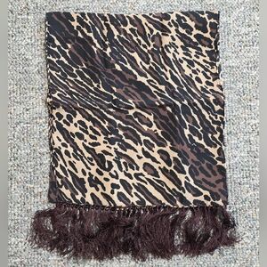 Anthropologie "Gone Wild" Leopard Print Oblong Silk Scarf